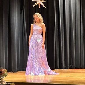 Sherri Hill 000 Lavender One-Shoulder Dress